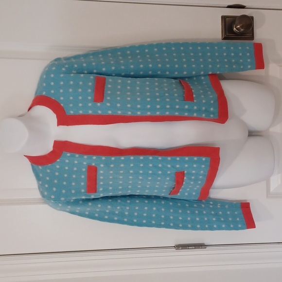 J.Mclaughlin blue & coral cashmere sweater, xs - Picture 1 of 4